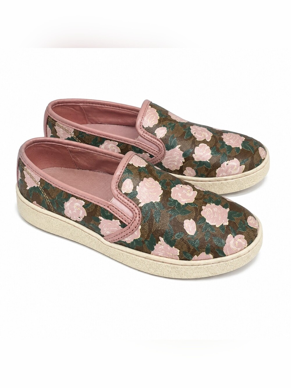 Coach Floral Signature Slip On Sneakers Pink Rose Print Size 6.5